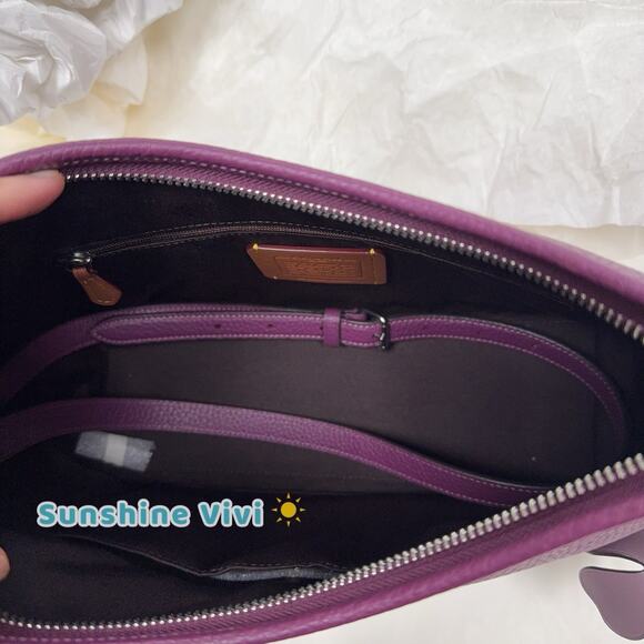 NWT Coach Laurel Shoulder Bag With Flower Charm In Leather CCE35 Plum/Jasmine - Picture 8 of 9